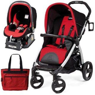 Peg Perego Book Stroller Travel System with a Diaper Bag   Flamenco Cherry Red Black : Child Safety Car Seat Accessories : Baby