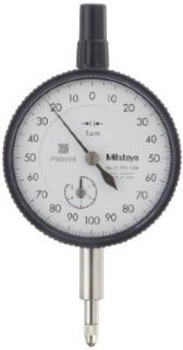 Mitutoyo 2044S Dial Indicator, M2.5X0.45 Thread, 8mm Stem Dia., Lug Back, White Dial, 0 100 Reading, 57mm Dial Dia., 0 5mm Range, 0.01mm Graduation, +/ 0.012mm Accuracy: Industrial & Scientific