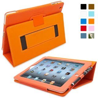 Snugg iPad 2 Leather Case in Orange   Flip Stand Cover with Elastic Hand Strap and Premium Nubuck Fibre Interior   Automatically Wakes and Puts the Apple iPad 2 to Sleep: Computers & Accessories