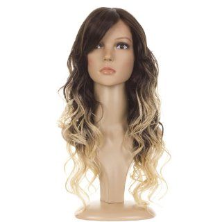 Ombre Long Curly Lace Front Wig  Bouncy Bodywave Curls  Dark Brown/Light Blonde Dip Dyed Effect  Hair Replacement Wigs  Beauty