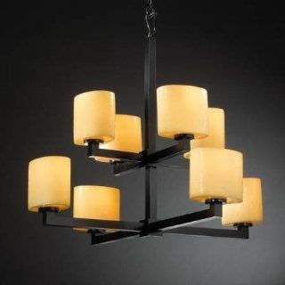 Justice Design CNDL 8828 30 AMBR DBRZ CandleAria   Eight Light Chandelier, Glass Options: AMBR: Amber Glass Shade, Choose Finish: Dark Bronze Finish, Choose Lamping Option: Standard Lamping    