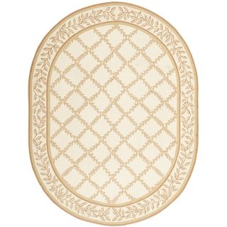 Safavieh Hand made Chelsea Ivory/ Camel Wool Rug (46 X 66 Oval)