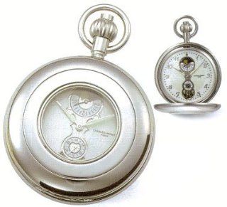 Charles Hubert ,Pocket Watch 17 jewels  Chrome Plated See through Cover Pocket Watch: Jewelry