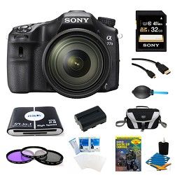 Sony a77II HD DSLR Camera with 16 50mm Lens, 32GB Card, and Battery Bundle