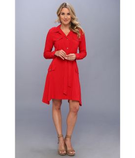 Karen Kane Handkerchief Hem Shirt Dress Womens Dress (Red)