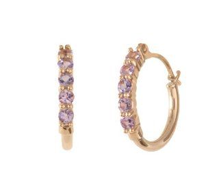 10k Yellow Gold Tanzanite Round Hoop Earrings: Jewelry