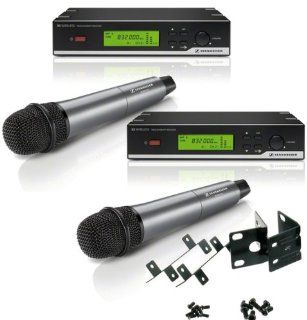 2 Sennhiser XSW 35 Wireless Systems (Frequency: 614 638 MHz) with 2 Handheld Dynamic Microphones and Sennheiser Rack Mount Kit: Musical Instruments