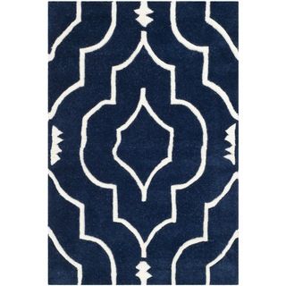 Safavieh Handmade Moroccan Chatham Dark Blue/ Ivory Wool Rug (3 X 5)