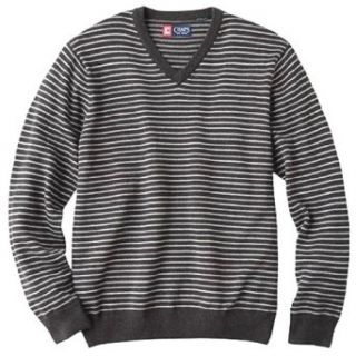Chaps Men's V Neck Cotton Knit Striped Sweater at  Mens Clothing store Pullover Sweaters