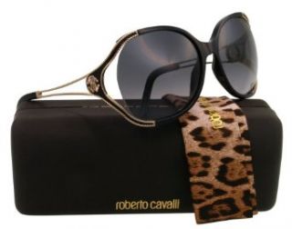 Roberto Cavalli Women's RC669S6201B Wrap Sunglasses,Shiny Black,62 mm: ROBERTO CAVALLI: Clothing