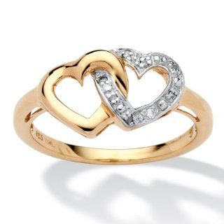 PalmBeach Jewelry Diamond Accent 18k Gold over Sterling Silver Interlocking Heart Ring: Jewelry