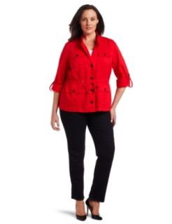 Jones New York Women's Plus Size Utility Jacket, Cherry Tart, 1X at  Womens Clothing store: Outerwear