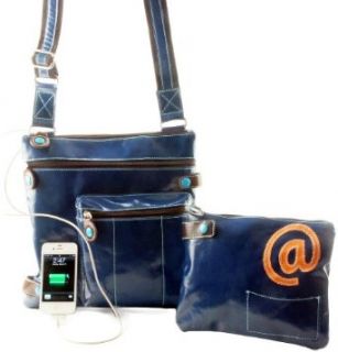 Urban Junket Jen Battery Powered iPad Crossbody Bag (Indigo): Travel Totes Luggage: Shoes