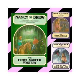 NANCY DREW GIFT SET. 3 VOLUME SET. THE TRIPLE HOAX #57. THE FLYING SAUCER MYSTERY #58. THE SECRET IN THE OLD LACE #59.: Carolyn Keene: Books