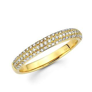 14k Yellow Gold Round Diamond Pave Dome Ring Band .42ct (G H Color, I1 Clarity) Anniversary Rings Jewelry