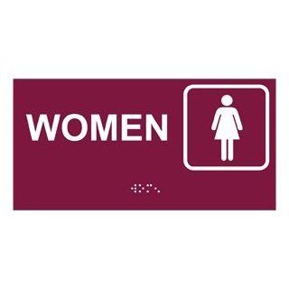 ADA Women With Symbol Braille Sign RSME 650 SYM WHTonBRG Restrooms  Business And Store Signs 