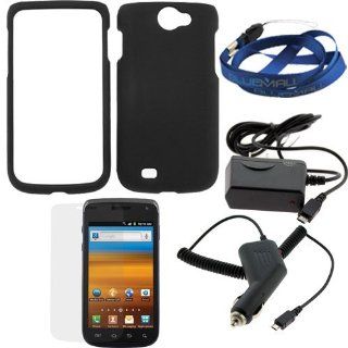 GTMax Black Snap on Rubberized Hard Cover Case + Clear LCD Screen Protector + Car Charger + Home Travel Charger for T Mobile Samsung Exhibit II 4G SGH T679 ( Package include a Neck Strap ): Cell Phones & Accessories