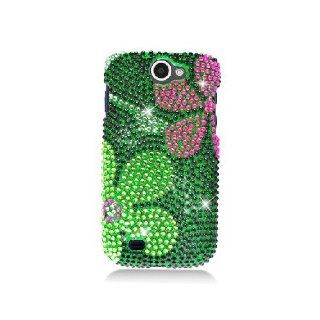 Samsung Galaxy Exhibit 4G T679 SGH T679 Bling Gem Jeweled Jewel Crystal Diamond Green Flower Cover Case: Cell Phones & Accessories