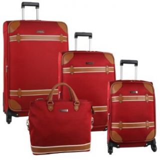 Anne Klein Luggage Vintage Edition 4 Piece Luggage Set, Red, One Size: Clothing