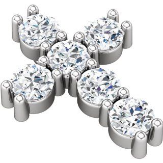 14K White Gold   Diamond Cross Pendant: Jewelry