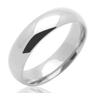 14K White Gold 5mm Comfort Fit Classic Domed Plain Wedding Band for Men & Women (Size 5 to 12): Jewelry