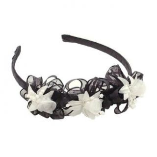 Lito Little Girls Black Ivory Tulle Flower Hair Accessory Headband: Lito: Clothing