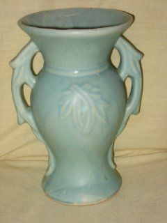 Vintage 1946 McCoy Pottery 9" Teal Double Handled Vase : Decorative Vases : Everything Else