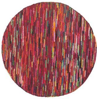 Safavieh NAN142A Nantucket Collection Handmade Cotton Round Area Rug, 4 Feet Diameter, Pink and Multicolored  