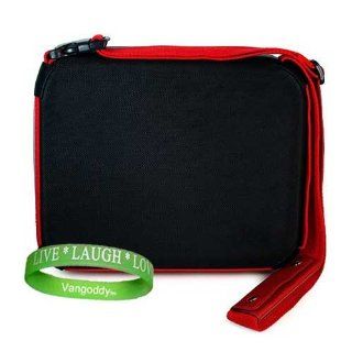 iPad 2 Smart Case Hard Cube Case with Shoulder Strap and Attached Pocket to Contain ipad Accessories for Apple ipad 2 Tablet wifi + 3G model ( iPad 2 16gb , iPad 2 32gb , iPad 2 64gb flash drive) ** BLACK   RED ** + Vangoddy Live * Laugh * Love Wrist band