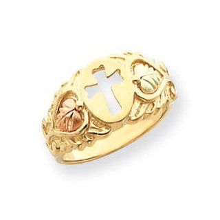 10k Tri color Black Hills Gold Ladies Cross Ring   Size 6   JewelryWeb: Jewelry