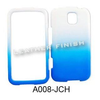 ACCESSORY HARD RUBBERIZED CASE COVER FOR LG OPTIMUS M / OPTIMUS C MS 690 TWO TONES WHITE BLUE: Cell Phones & Accessories