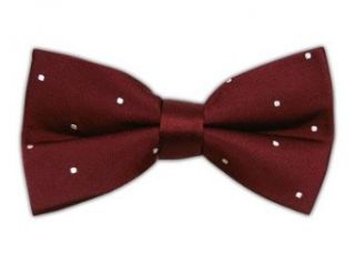 100% Silk Woven Burgundy and White Satin Dot Self Tie Bow Tie at  Mens Clothing store