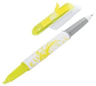 Post it Flags Highlighter Pen, One Yellow Highlighter and Black Ballpoint Pen Combo loaded with 50 Flags (691 YEL) : Office Products