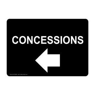 Concessions With Left Arrow Sign NHE 9680 WHTonBLK Information  Business And Store Signs 