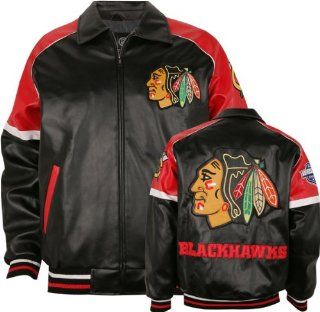 Chicago Blackhawks Varsity Faux Leather Jacket : Outerwear Jackets : Sports & Outdoors