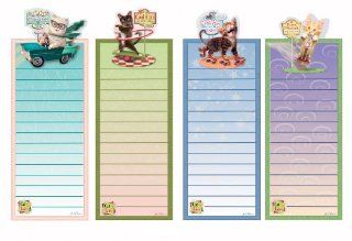 Inkology Cat Tales Magnetic Memo Pads 12 Piece Set, in 4 Assorted Designs (669 5) : Memo Paper Pads : Office Products