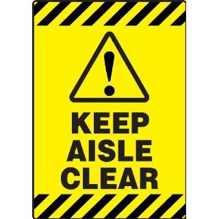 Accuform Signs PSR670 Slip Gard Adhesive Vinyl Mat Style Floor Sign, Legend "KEEP AISLE CLEAR", 14" Width x 20" Length, Black on Yellow: Industrial Floor Warning Signs: Industrial & Scientific