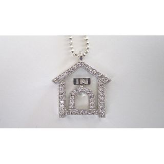 Chief Furry Officer Sterling Silver Doghouse Cubic Zirconium Pendant