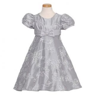 Rare Editions Baby Girls 12M Silver Sequin Flower Christmas Dress : Special Occasion Dresses : Baby