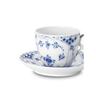Royal Copenhagen Blue Fluted Half Lace 5.75 oz. Cup and Saucer