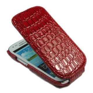 ivencase Crocodile PU Leather Flip Skin Case Cover for Samsung Galaxy S3 III Mini i8190 Red + One phone sticker + One "ivencase" Anti dust Plug Stopper: Cell Phones & Accessories