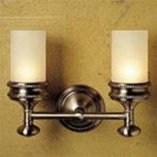 Newport Brass 15 52RA/03N Amisa Double Light Bathroom Fixture with Etched Glass Shade, Polished Brass Uncoated   Vanity Lighting Fixtures  