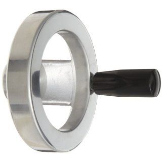 2 Spoked Polished Aluminum Dished Hand Wheel with Handle, 4" Diameter, 3/8" Hole Diameter, (Pack of 1) Hardware Hand Wheels