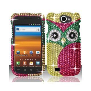 Pink Green Owl Bling Gem Jeweled Crystal Cover Case for Samsung Galaxy Exhibit 4G SGH T679: Cell Phones & Accessories