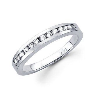 14k White Gold Diamond Wedding Matching Ring Band .32ct (G H Color, I1 Clarity): Jewelry