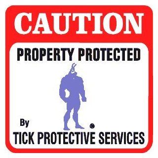 CAUTION: TICK PROTECTION cartoon warn sign   Decorative Signs