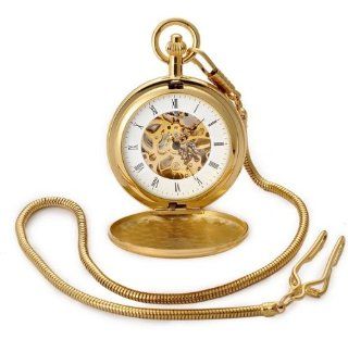Vintage European classic Hollow Mechanical Pocket Watch Necklace Watch Birthday and Christmas Gifts (Gold)  Time Clocks  Electronics