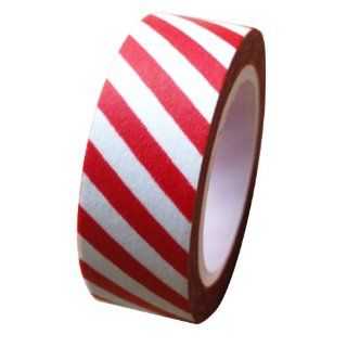 Dress My Cupcake DMC41WTMC683 Washi Decorative Tape for Gifts and Favors, Red/White Stripes