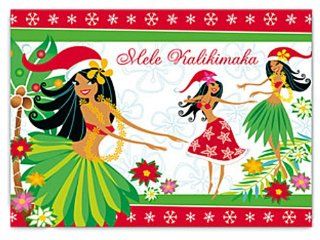 Hawaiian Hula Dancers Mele Kalikimaka Boxed Christmas Cards : Greeting Cards : Office Products