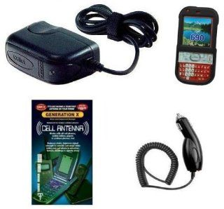 Cell Phone Accessories Bundle for Palm Centro 685/690 (Includes; Black Rubberized Coated Hard Cover with Optional Belt Clip, Rapid Car Charger, Home Wall Charger, Generation X Antenna Booster): Electronics
